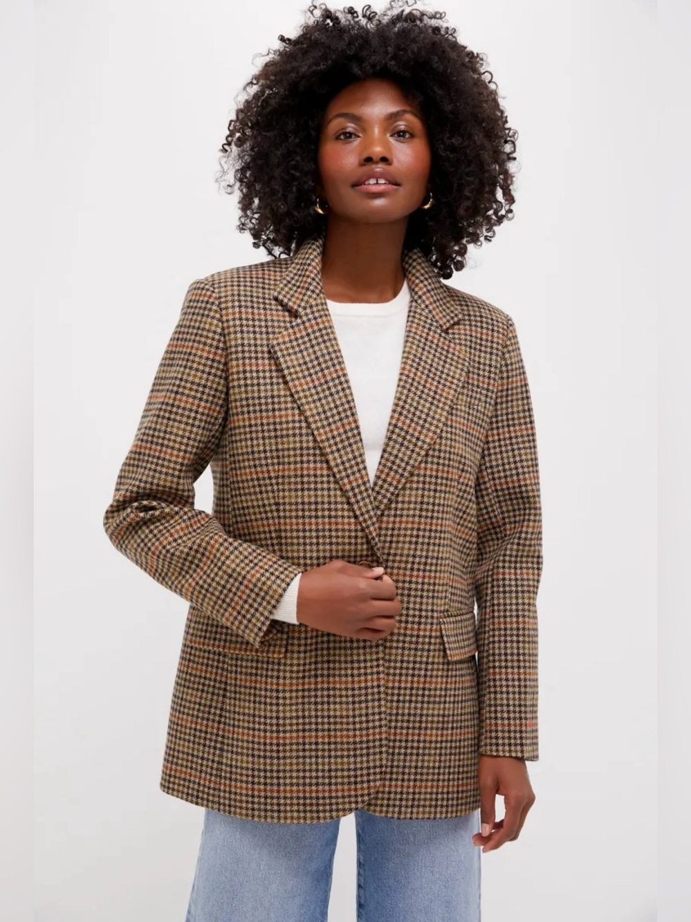 Tuckernuck Houndstooth Leo Blazer Size: Small Color: Brown Plaid